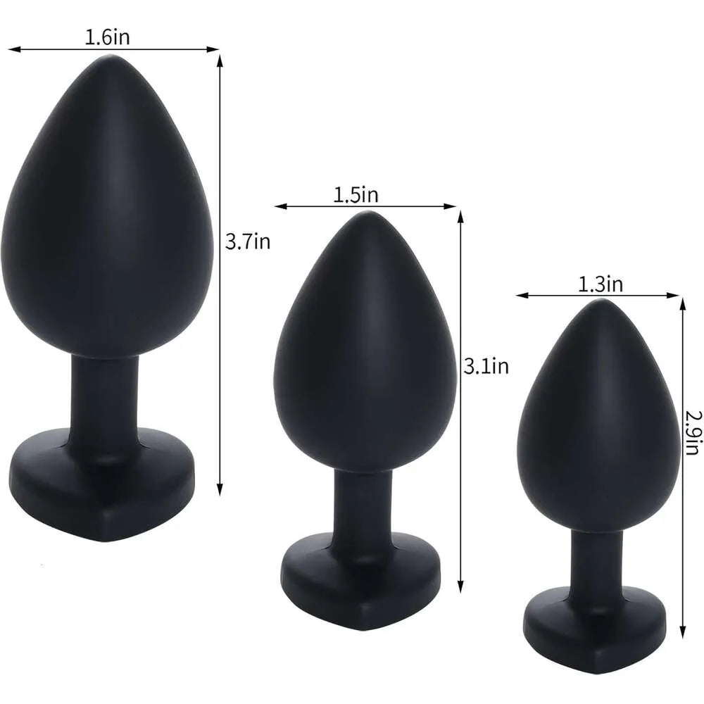 Medical Silicone Anal Plugs, Jeweled Butt Plug, Anal Trainer Toys, Heart Butt Plugs