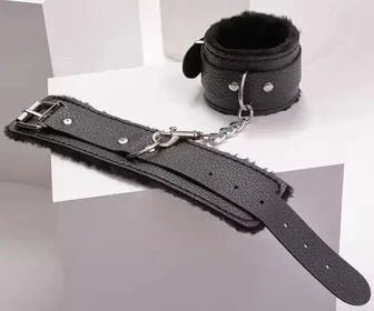 Leather and Furr HandCuffs - sex toy BDSM Lebanon