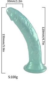 Pearly blue small curved dildo without balls - sex toy Dildos & Strapons Lebanon