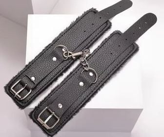 Leather and Furr HandCuffs - sex toy BDSM Lebanon