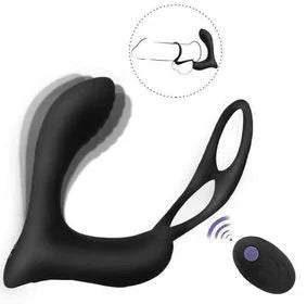 Prostate Massager With 2 Cock Rings - sex toy Prostate Massagers Lebanon