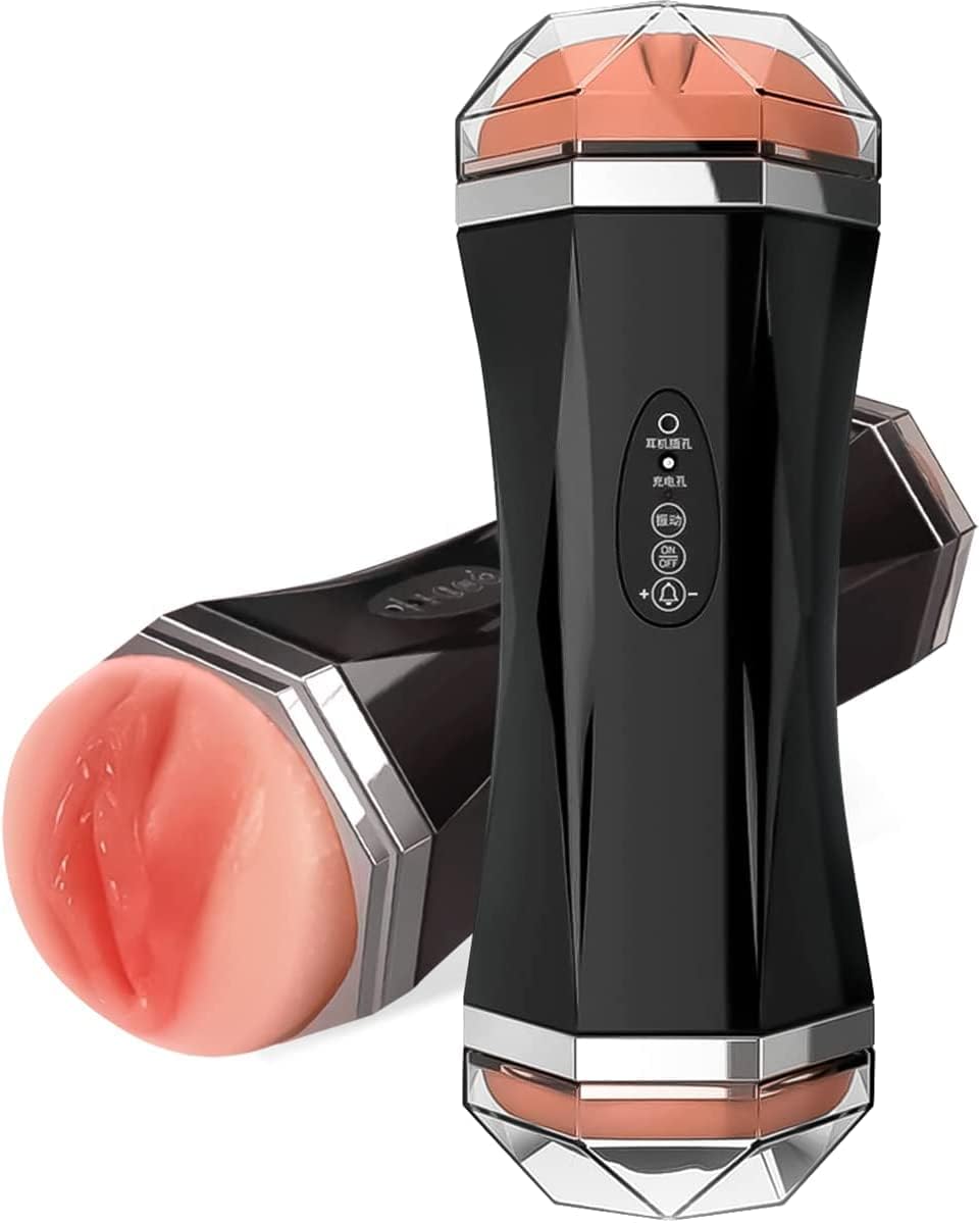 Masturbating Fleshlight for Men Double Holes Electric Masturbator Cup with 8 Vibration Modes: