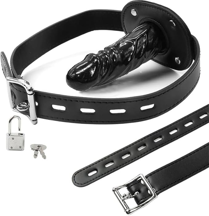 Dildo Silicone Open Mouth Gag: Sex Toys Bondage Deep Throat Training, BDSM, Lockable