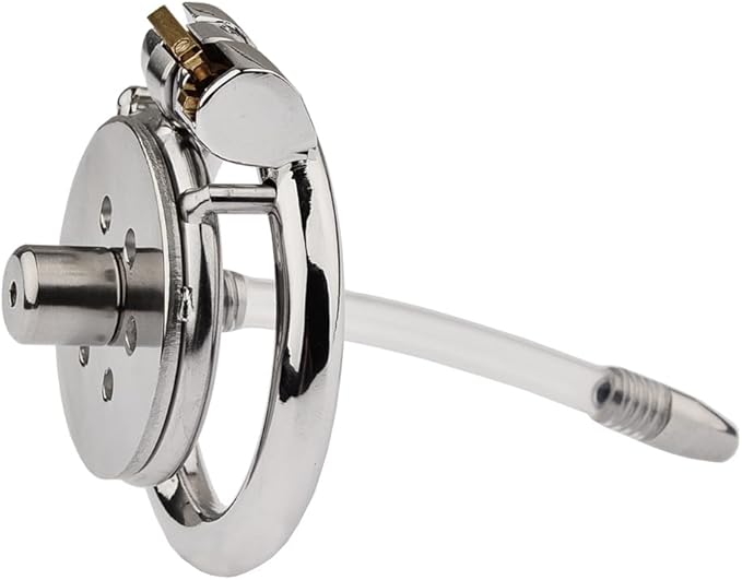 Premium Stainless Steel Hollow Flat Chastity Cage: with Silicone Catheter - Cumequoi Cock cages sex toys Lebanon