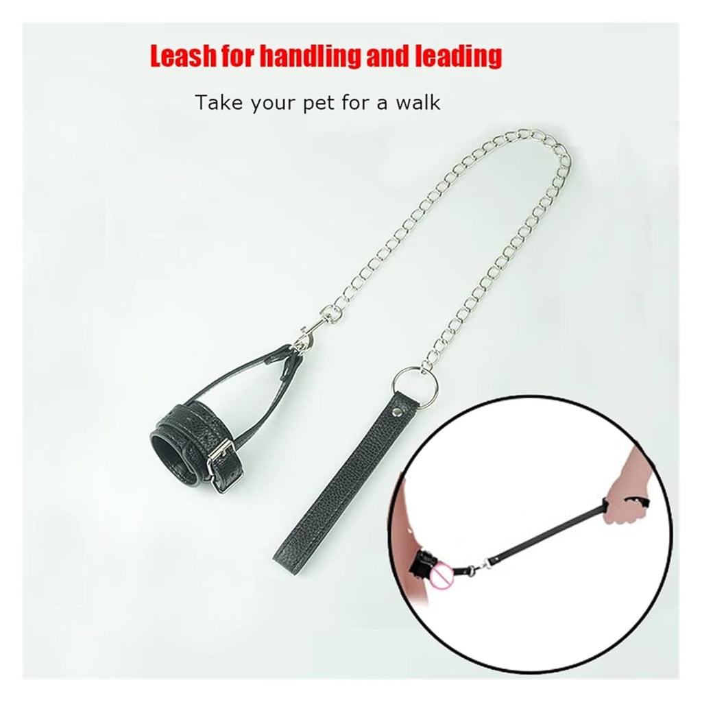 Balls On Leash Leather Cock Ring: BDSM Sex Toys for Men
