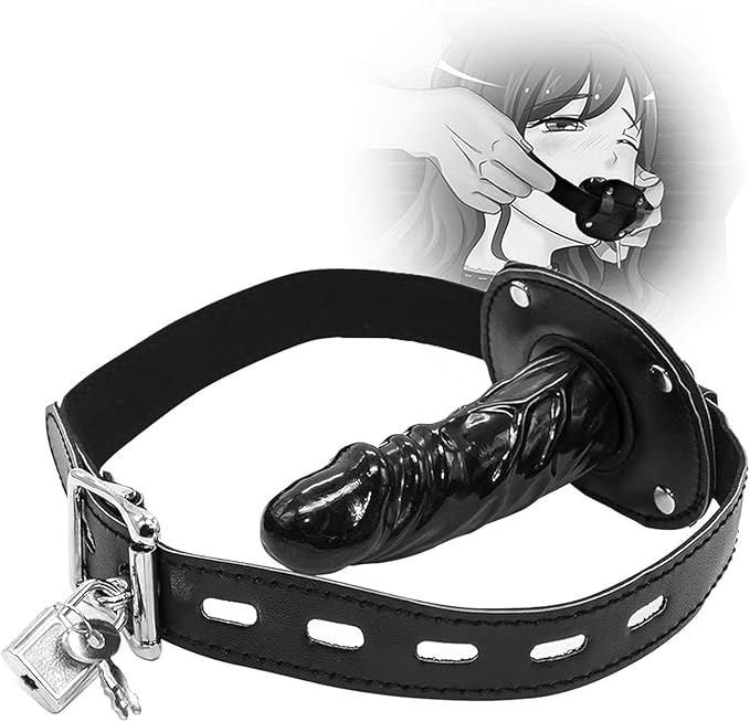 Dildo Silicone Open Mouth Gag: Sex Toys Bondage Deep Throat Training, BDSM, Lockable