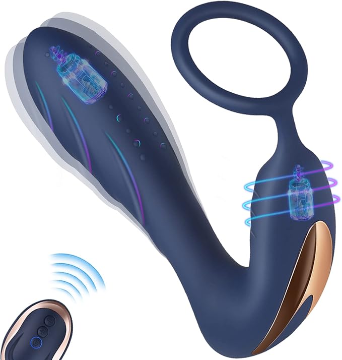 Vibrating Prostate Massager with Cock Ring: Remote Controlled - Cumequoi Prostate Massagers sex toys in Lebanon
