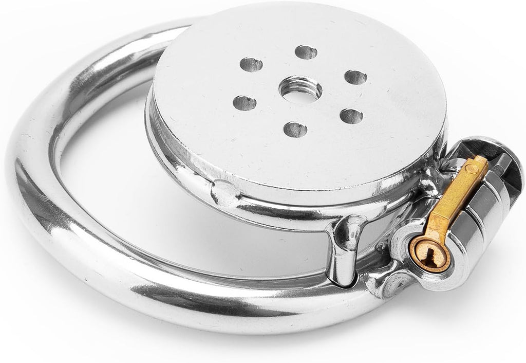 Premium Stainless Steel Hollow Flat Chastity Cage: with Silicone Catheter - Cumequoi Cock cages sex toys Lebanon
