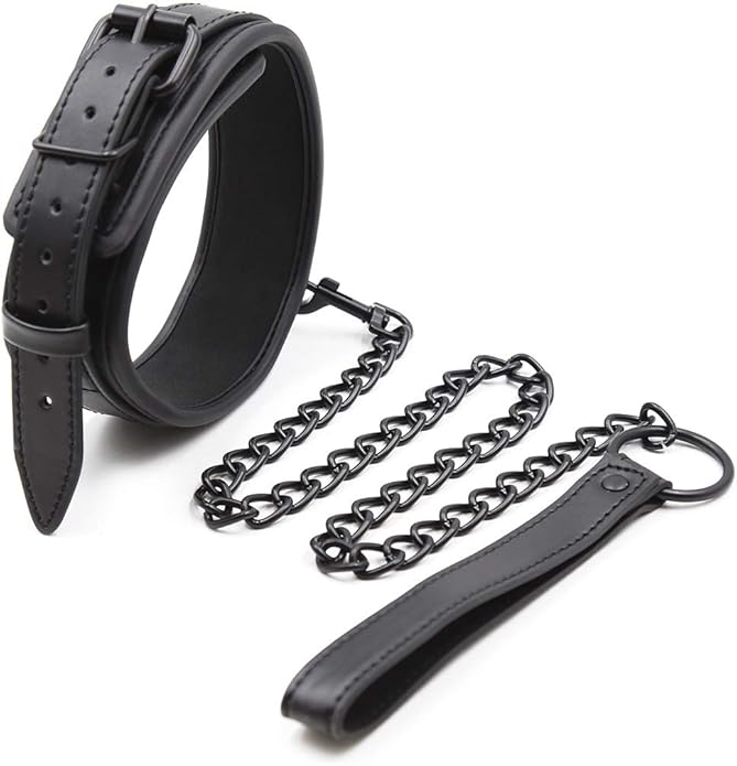 High Quality Collar Pu Leather Neck Collar Leash: Choker Necklace with Chain