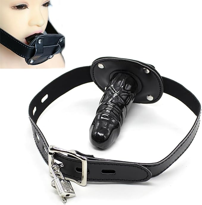 Dildo Silicone Open Mouth Gag: Sex Toys Bondage Deep Throat Training, BDSM, Lockable