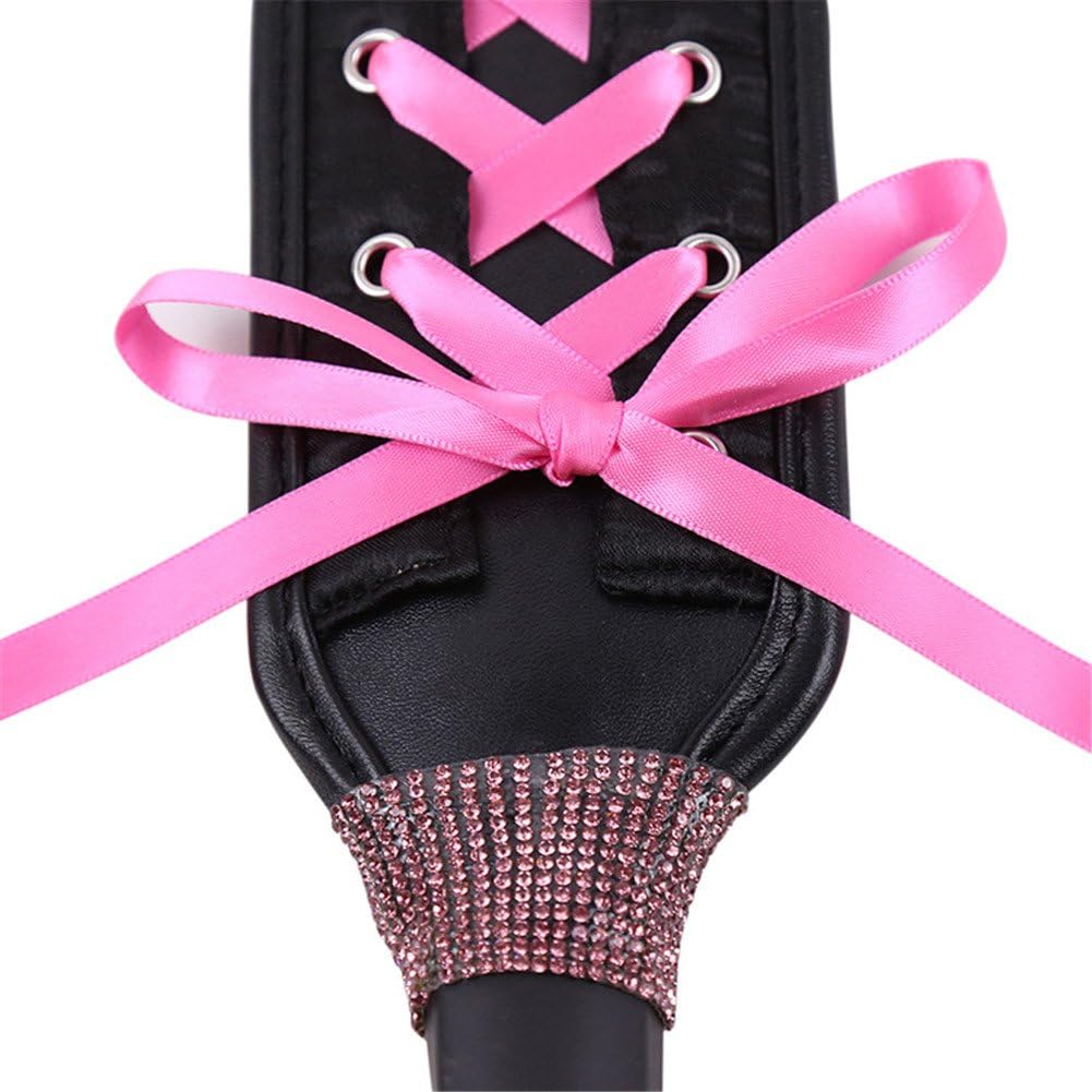 Premium Leather Spanking Paddle With Purple Ribbon Bow
