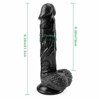 Go Black Realistic Black Dildo With Suction Base: Thick Textured Deep Stimulation - sex toy Dilators Lebanon