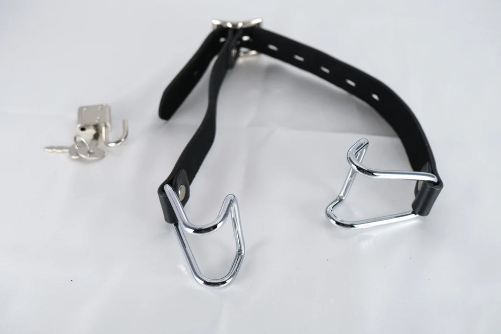 Black Faux Leather Mouth Spreader: BDSM Accessory for Sensory Play