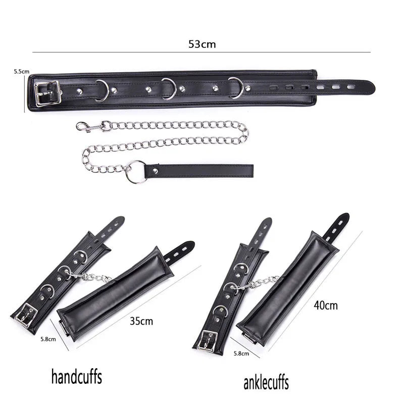 Soft Padded Hand Cuffs, Ankle Cuffs And Collar: BDSM Bondage Adults