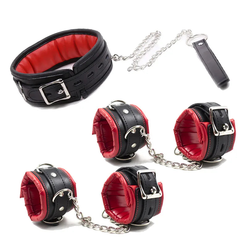 Soft Padded Hand Cuffs, Ankle Cuffs And Collar: BDSM Bondage Adults