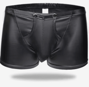 Men's Boxer Briefs - Black Faux Leather | Cumequoi - Cumequoi Lingerie For Men sex toys Lebanon
