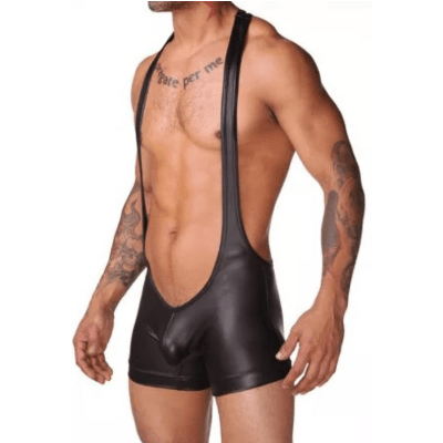 Men's Wrestling Singlet - Faux Leather | Cumequoi - Cumequoi Lingerie For Men sex toys Lebanon