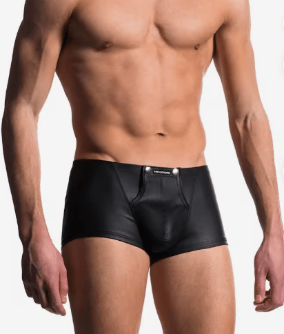 Men's Boxer Briefs - Black Faux Leather | Cumequoi - Cumequoi Lingerie For Men sex toys Lebanon
