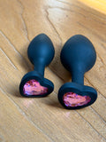 Medical Silicone Anal Plugs, Jeweled Butt Plug, Anal Trainer Toys, Heart Butt Plugs