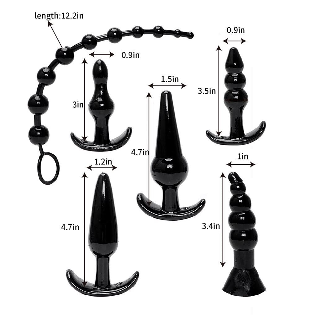 Anal Plug Set - 7 Piece Black TPE | Cumequoi - Cumequoi Anal Plugs sex toys Lebanon