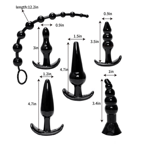 Anal Plug Set - 7 Piece Black TPE | Cumequoi - Cumequoi Anal Plugs sex toys Lebanon