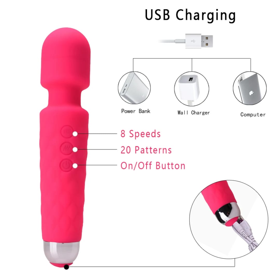 Wand Vibrator - 20 Pattern Silicone Massager - sex toy Vibrators & Suckers Lebanon