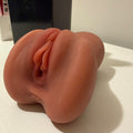 Premium Brown Fleshlight Male Masturbator: Silicone Pussy and Ass - Dual Entry | Cumequoi - Cumequoi Male Masturbators sex toys Lebanon