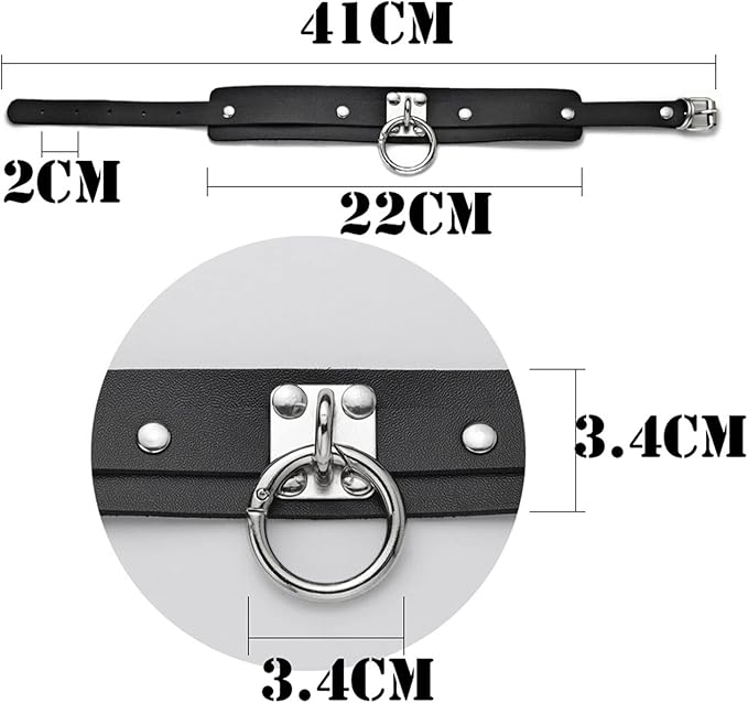 Leather Choker With Metal Ring - sex toy BDSM Lebanon