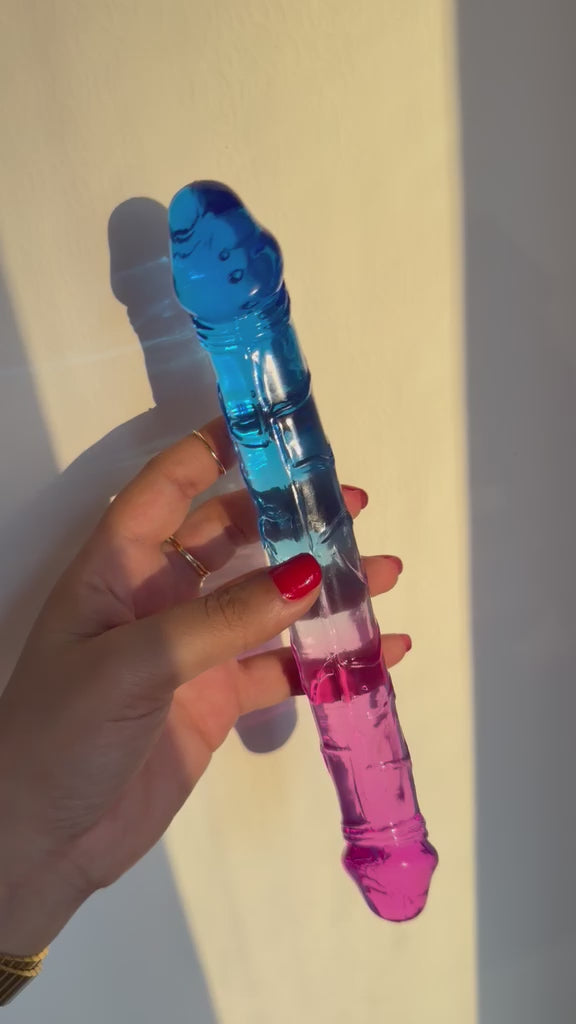 Jelly Double Ended Dildo: TPE Material