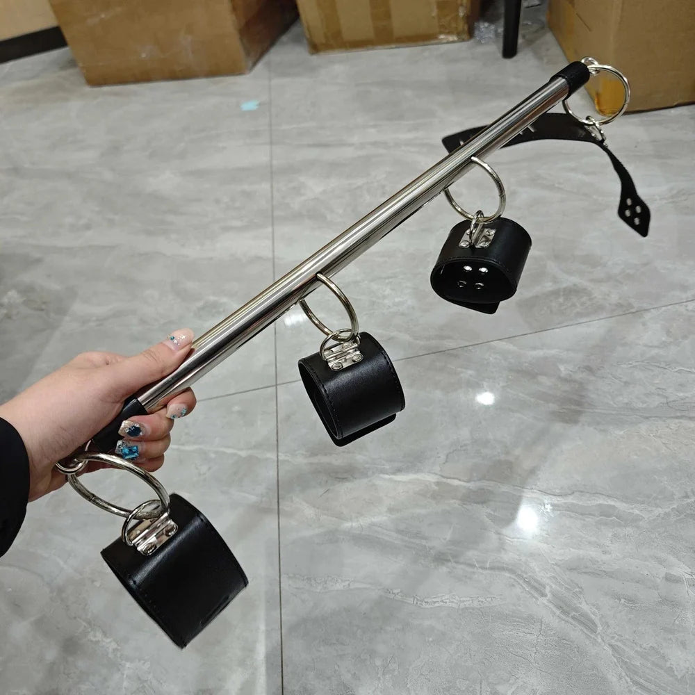 Premium Bondage Handcuffs Ankle Cuff Spreader Bar: Leg Spreader Bed Restraint BDSM